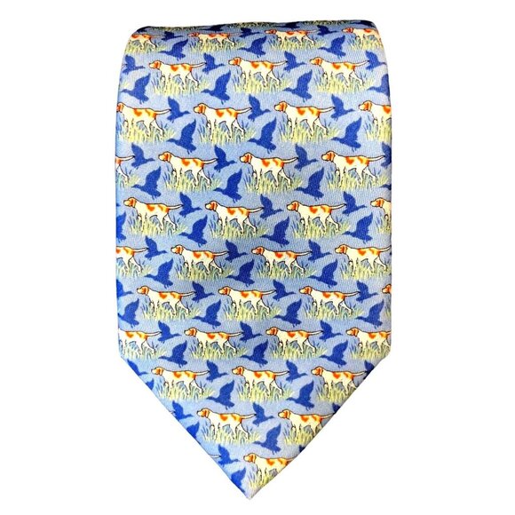 Vinyard Vines Tie Hunting Dog English Pointer Honey White Bird Neck Gift Craft - Picture 1 of 7